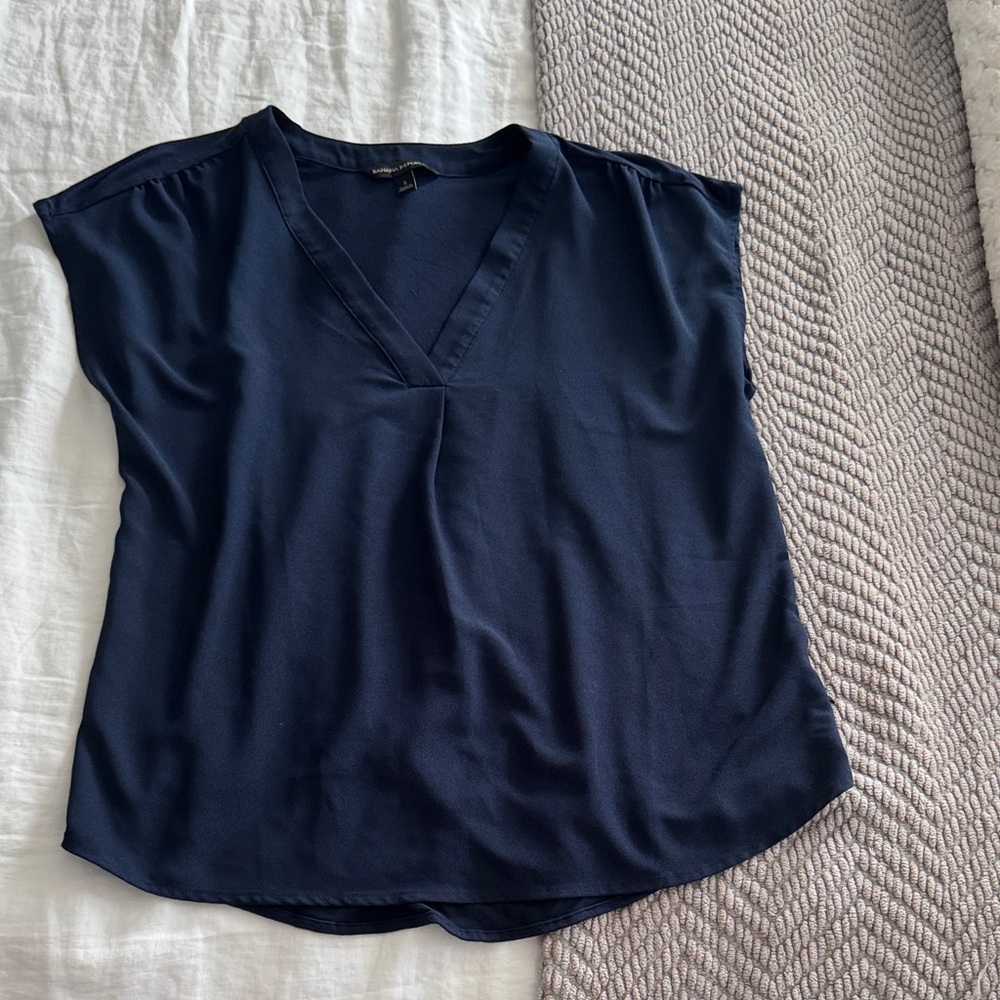 Banana Republic Deep Blue V-Neck Blouse